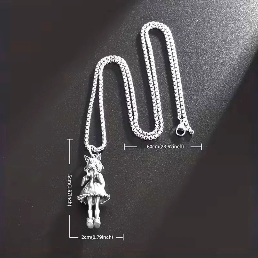 Girl w/ Cat Necklace Longline Doll Cute Slippers Trendy Unisex Goth Edgy Anime